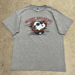 Snoopy Peanuts Heart Breaker Graphic Grey Shirt Large
